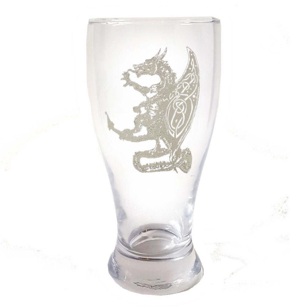 Celtic Dragon Engraved Pint Style Beer Glass